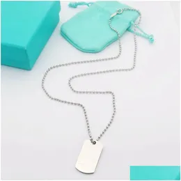 Pendant Necklaces T Hangtag 18K Trendy Hip-Hop Couple Style 1837 Classic Men And Women Wearable Hang Tag Necklace Crafted By Exquisite Dhuce