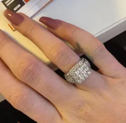 Anel da quadra vintage quadrado diamante CZ promete anéis de casamento de noivado para mulheres jóias de noiva