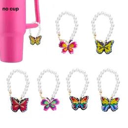 Sandálias Colorido Borboleta 28 Corrente de pérolas com alça personalizada para charme para copos de copo Tumbler Drop Drop Drop Ot9ow otwaj