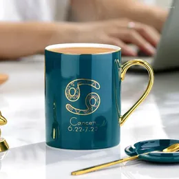 Tassen kreieren nordische Stil 12 Sternbecher Keramik Becher mit Deckellöffel große Kapazität Home Coffee Tee Geschenke