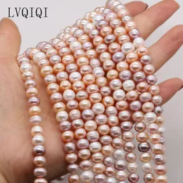 Naturligt sötvatten pärlblandning färg rund lös pärla stans lösa pärlor för att göra smycken diy armband halsband accessoarer8-9 mm 240518