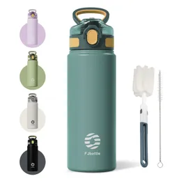 Feijian Thermosflasche mit Stroh 600ml 720 ml Edelstahl Thermalbecher Isolierter Kolben Wasser Becher für Outdoor -Sport 240516
