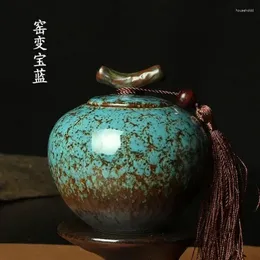 Storage Bottles Ceramic Tea Pot Jun Kiln Sealed Tank Exquisite Mini Caddy Pottery Jar Special Food
