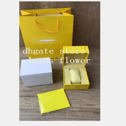 Obejrzyj żółte pudełka na luksusowe zegarki pudełko bokty Whit Card i papiery w języku angielskim Inv 16 318m
