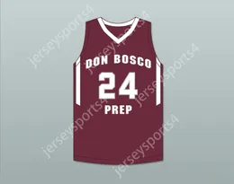 Özel Nay Adı Gençlik/Çocuklar Ron Harper Jr 24 Don Bosco Hazırlık Lisesi Ironmen Maroon Basketbol Forması 2 Dikişli S-6XL