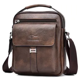 Kanguru lüks marka erkek omuz çantası vintage messenger deri erkekler çanta 240508 için bölünmüş çapraz çantalar