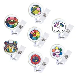 Other Office School Supplies Rainbow Flower Cartoon Badge Reel Retractable Nurse Id Card For Doctors Christmas Inspirational Gift Fu Otebv