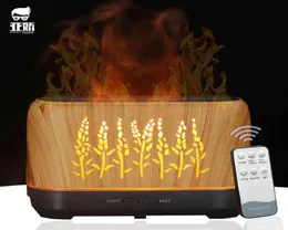 YAJIAO Timeable Air Humidifier Flame Wood Grain Aroma Essential Oil Diffuser With Remote Control USB Soft Light Humidifier 2202103254054