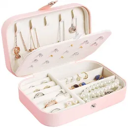 Protable PU Leather Jewelry Box Colar Brincos de Anel de Armazenamento Organizador de Armazenador Cosmetics Acessórios de beleza Exibição de exibição para mulheres Gir 3412