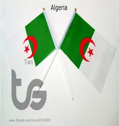 Algeria flag Banner 10 PiecesLot 14x21cm Flag 100 Polyester Flags With Plastic Flagpoles For Celebration Decoration Algeria5329359