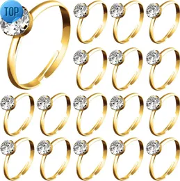 Whaline 72pcs Gold Bridal Shower Rings Diamond Anéis de noivado ajustável para decorações de mesa de casamento jogo de chuveiro de noiva e favores de festa