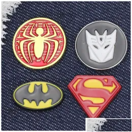 Pinos Brocos Acessórios de desenhos animados Super herói pino Broche de broche Vintage Button Button Shield Drop Drip Drop Deliver