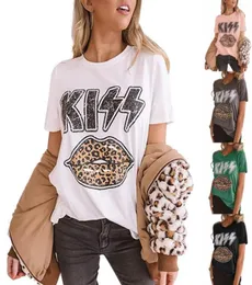 Women Tshirt Summer Designer Kiss Lips Letter Letter T -Shirts a maniche corte Tees Crew Leopard Shirt Womens Bloge Concise Blou8866259