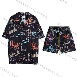 Rhude Short Herren Tracksuits Männer Kurzes Set Shortwig Hawaii Beach Style Anzug Hüft -Hop -Shirt Shorts Casual Anzug Herren Beach Kurzschwimmen Kurz gesagt