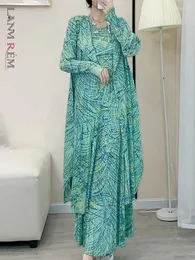 Повседневные платья платья для печати Lanmrem для женщин 2 кусочки с плиссированной женской элегантной одеждой 2024 Spring 2R8759