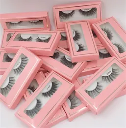 Pink Paper Box 3D Lashes Dramatiska veganfransar Makeup False Eyelashes Lash Extensions 3D Syntetiska fransar5922292