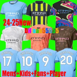 24 25 25 Najlepsza jakość koszulki piłkarskie Haaland Grealish Sterling Mans Cities Mahrez Fan Player Wersja de Bruyne Foden Dragon 2023 2024 Football Tops Koszulki