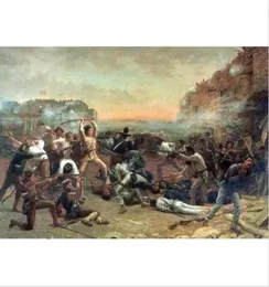 Inramad Onderdonk Fall of the Alamo Handmålad konstoljemålningon Högkvalitativ duk Väggkonstdekor Multipla storlekar1763705