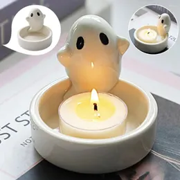 Ljushållare Ceaterive Cute Ceramic Flower Pot Vase Halloween Ghost Holder Handicraft Ornaments Home Decoration Plant Accessories