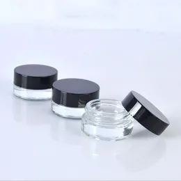 Clear Eye Cream Jar 3G 5G leerer Glas Lippenbalsam Behälter Weites Mund kosmetisches Probe mit dickem Boden LL