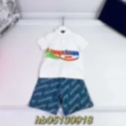 Women's T-shirt Children's Boys' Polo Set Top Pearlescent Fabric Denim Short Pants Upper Body Casual Handsome