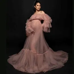 Real Photos Tulle Maternity Dress for Photography Pre Raphaelite Inspired Dress Boho Maternity Gown See Through Mesh Long Dress 288g