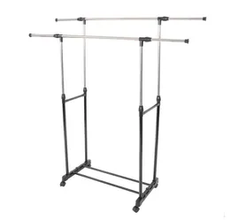 Simple Stretching Clothes Hanger Movable Assembled Coat Rack Stand With Shoe Shelf Adjustable Clothing Closet Bedroom Furniture 204809896