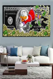 Dollar Money Duck Poster Alec Monopoly Painting Canvas Graffiti Modern Art Deco Wall Picture Home Decoration3799777