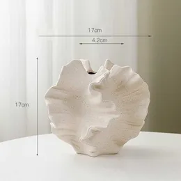 Vasen europäischer Stil einfacher Feuer weißer Keramik Vase Frosted Textur hydroponischer trockener Blumeneinsatz Haus Dekoration Dekorationen Geschenke Kunsthandwerk 0m4e H240518