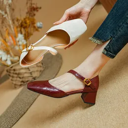 Women High Heel Sandals Summer Casual Female Shoes Woman Square Heel closed Toe Strap Ladies Sandalias Wedge Shoes white genuine leather heels