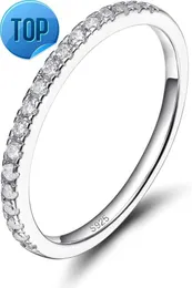 Eamti 2mm 925 Серебряный серебряный обручальный кольцо кубический цирконий наполовину вечность.