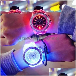 Childrens Gift Watch Special Party Price Luminous Led Ladies Mens Fashion Sile Luminouss Diamond Middle School Student Wristwatch Dr Dhowj