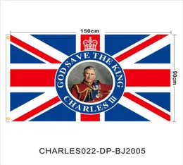 الملك البريطاني تشارلز الثالث لافتة العلم إليزابيث الثاني الاحتفال بالأعلام الخلفية ملصق القماش 2022 Union Jack Y22098622637