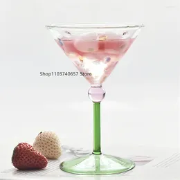 Weingläser kreativer kleiner frischer Farbwellenpunkt rotes Glas Home Tall Cocktail Champagner -Tasse Vintage Ice Cream Dessert