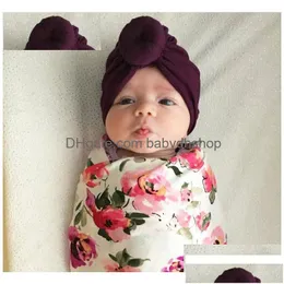 Caps Hats Baby With Knot Decor Kids Girls Hair Accessories Turban Head Wraps Children Winter Spring Mticolor Beanie Drop Delivery Ma Dhqz4