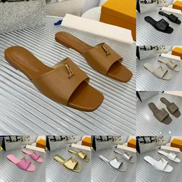 Lov Designer Pantoffeln für Frauen Damen Luxe Mode Paris Leder Flachschere Mules Slides Pantoufle weibliche Claquette Sliders Haus Outdoor Sommerschuhe Sandalen Sandalen