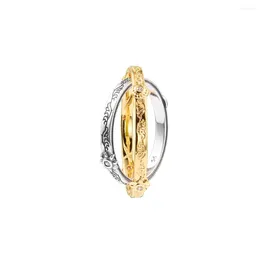 Кластерные кольца 925 Стерлинговое серебряное кольцо кольцо с золотом золото спираль для женщин Оригинальный ювелирное украшение DIY Gift Bague 2024