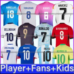 2024 Argentinas Messis francese Mbappe Soccer Maglie da calcio Portuguesa Portogallo Shirt Brasile Portuguesa Portogallo Kit Kit Englands Bellingham Football Shirts Uniform