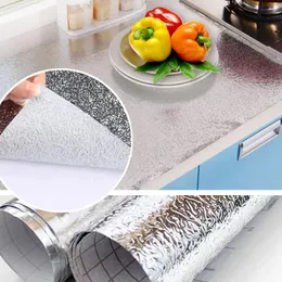 Kitchen oilproof sticker thickened antifouling high temperature resistant aluminum foil waterproof cabinet contact wallpaper 240514