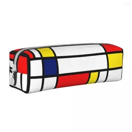 Mondrian Art Abstract 60s Pencil Case Pown Pen for Student Big Capacity Bag Studens School Zipperアクセサリー