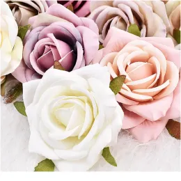 1pcs 7cm künstlich weißer Rose Seidenblumköpfe für Hochzeitsdekoration DIY Kranz Geschenkbox Scrapbooking Craft Fake Zz