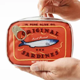 Kosmetiska väskor konserverade sardiner stil väska kreativa utgör fickor bärbar mode blixtlås multifunktion mjuk för helgsemester