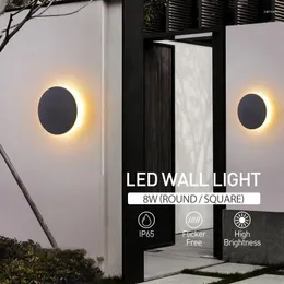 Lampa ścienna 8 W okrągłe kwadratowe aluminiowe LED Dekoracja salonu Lekkie oświetlenie domowe w domu zewnętrzne lampki schodowe na strych
