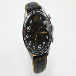 Hochwertige Männer MP4 12C Automatische mechanische Uhr Schwarze Tricolor Edelstahl -Zifferblatt Lederband 45 mm 301z