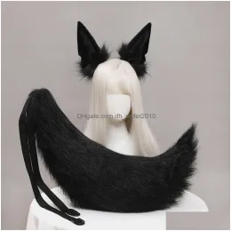 Acessórios Outros acessórios de moda Halloween Plush chacal gato e orelhas de gato e cauda cosplay lolita bandeira fox headwear kawaii acessóriosc