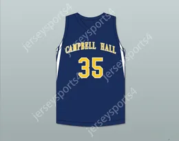 Nome personalizzato Youth/Kids Jabari Walker 35 Campbell Hall School Vikings Navy Blue Basketball Jersey 2 S-6xl cuciti in alto