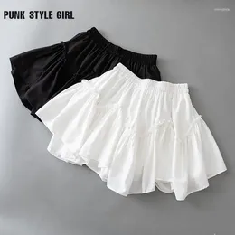 Skirts Sweet A Line Summer Black White Mini Skirt Japanese High Waist Irregular Short Harajuku Cutecore School Y2k Aesthetic