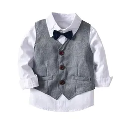 Anzüge Anzüge für Jungen Kinder Kleidung Kleinkind formelle Anzug Kinder tragen graue Weste Hemd Hosen Outfit Baby Kleidung 1 Drop Lieferung Mater Dhn Dhay3