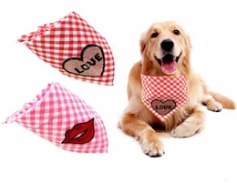 Neues Haustier Valentinstag Schal Lippendruck Hund Bib Love Pet Grid Handtuch Geschenke für Haustierplaid Print3902963