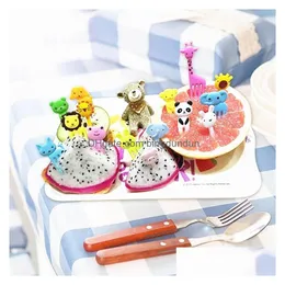 Forks Mini bambini Frutta Fruit Fork Cartoon Carina Mirge Animal Farm Cake Food Tootick Pranzo Decorazione DECORAZIONE RASSICHE LT0030 DROP DE DHKL2